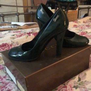 Ohhh my Gucci dark green power heels!  Size 38.  Runs a little big; I wear a 39